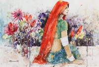 Moazzam Ali, Flower & Flower II, 30 X 42 Inches, Watercolour on Paper, Figurative Painting, AC-MOZ-009